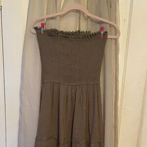 Zesica olive green strapless maxi dress, size large